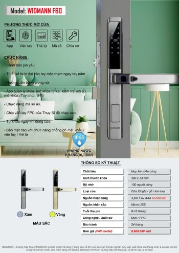 Khóa Cửa Vân Tay Cửa Xingfa WIDMANN - F60